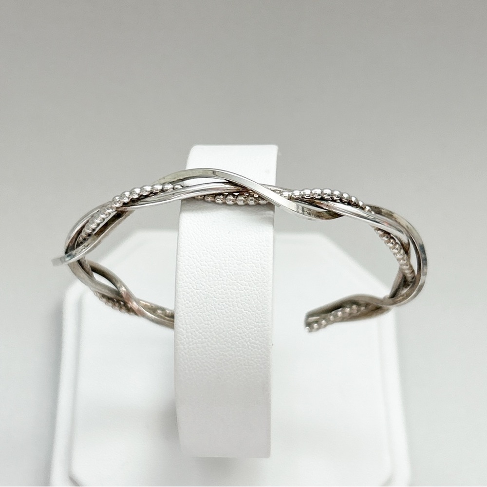Artisan Triple Strand Braided Sterling Silver Cuff Bracelet